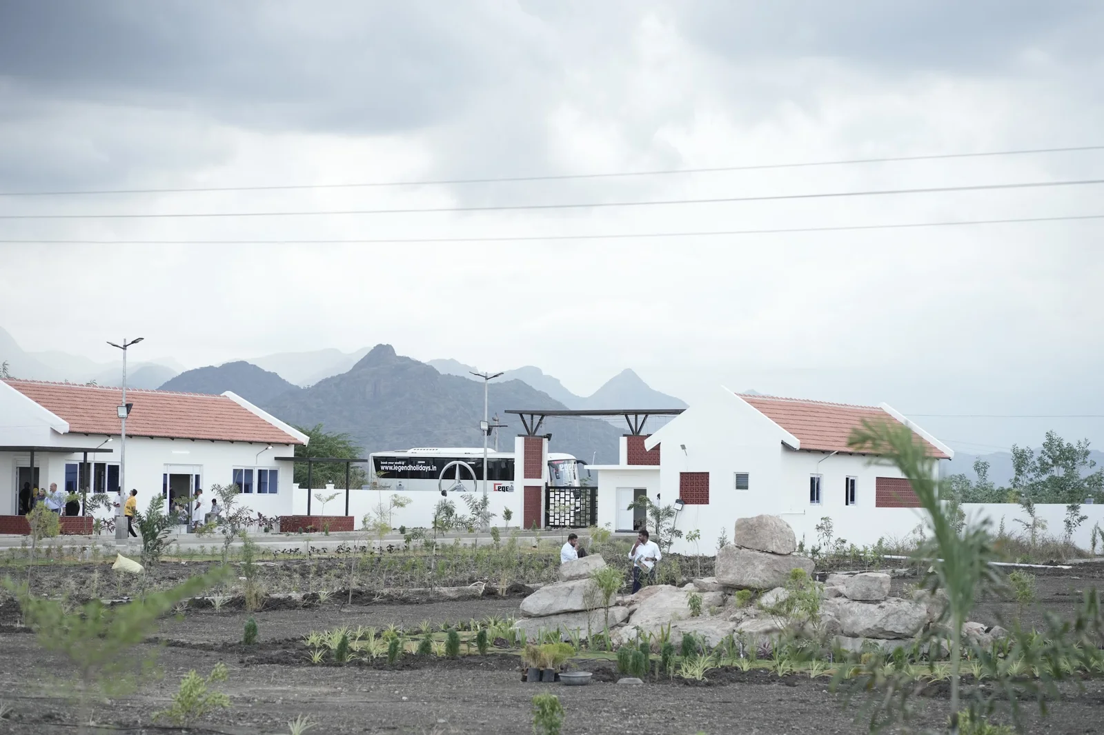 Cattle Valley farm cottages and grounds below the Western Ghats in Madurai